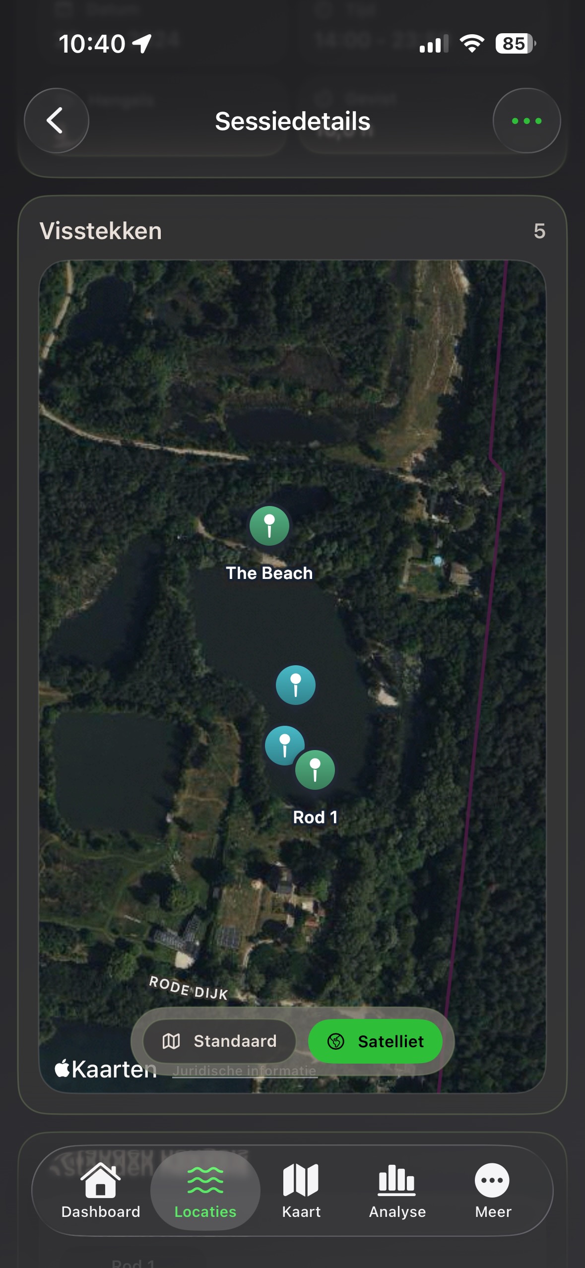 Kaartweergave van visstekken